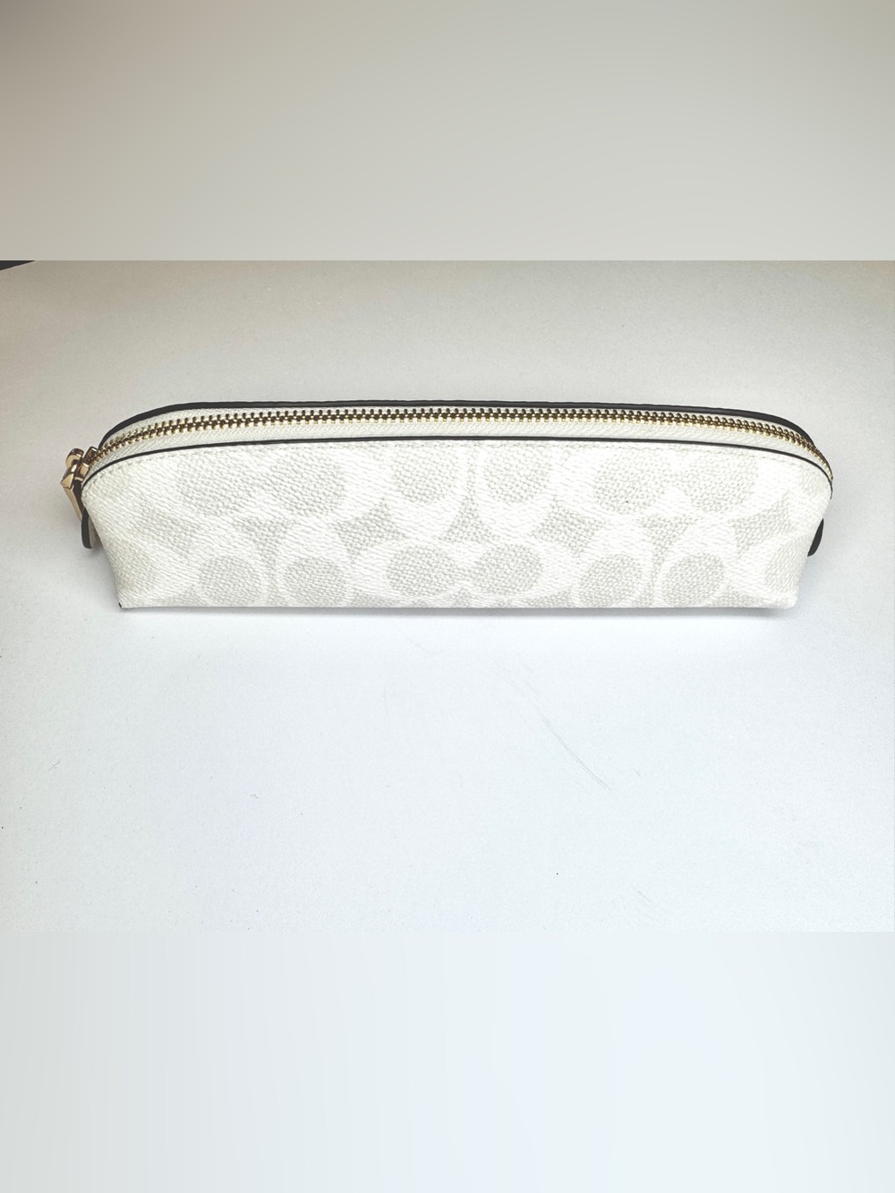 NWT Coach Signature Canvas Pencil Case Cosmetic Pouch Chalk White CZ206 - Picture 1 of 6